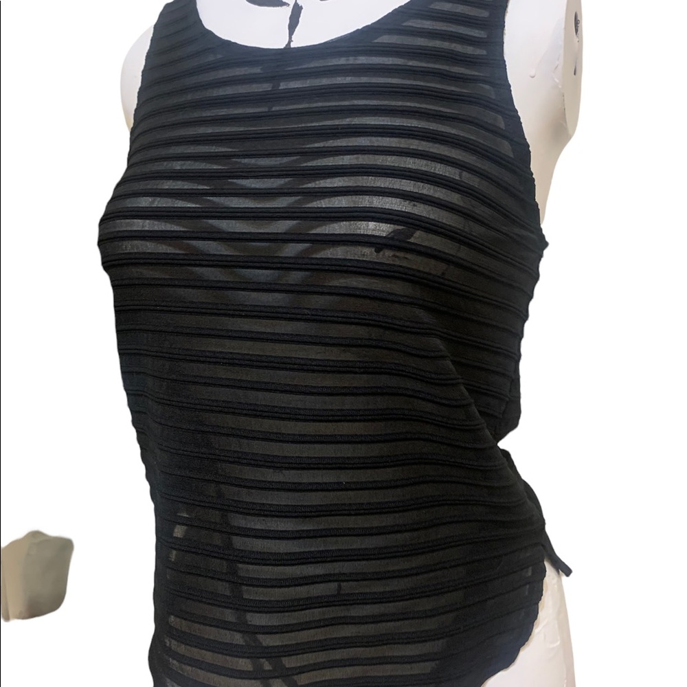 Sexy Sheer Tank Workout Stripe Peekaboo cutout express black stretch nwt xs